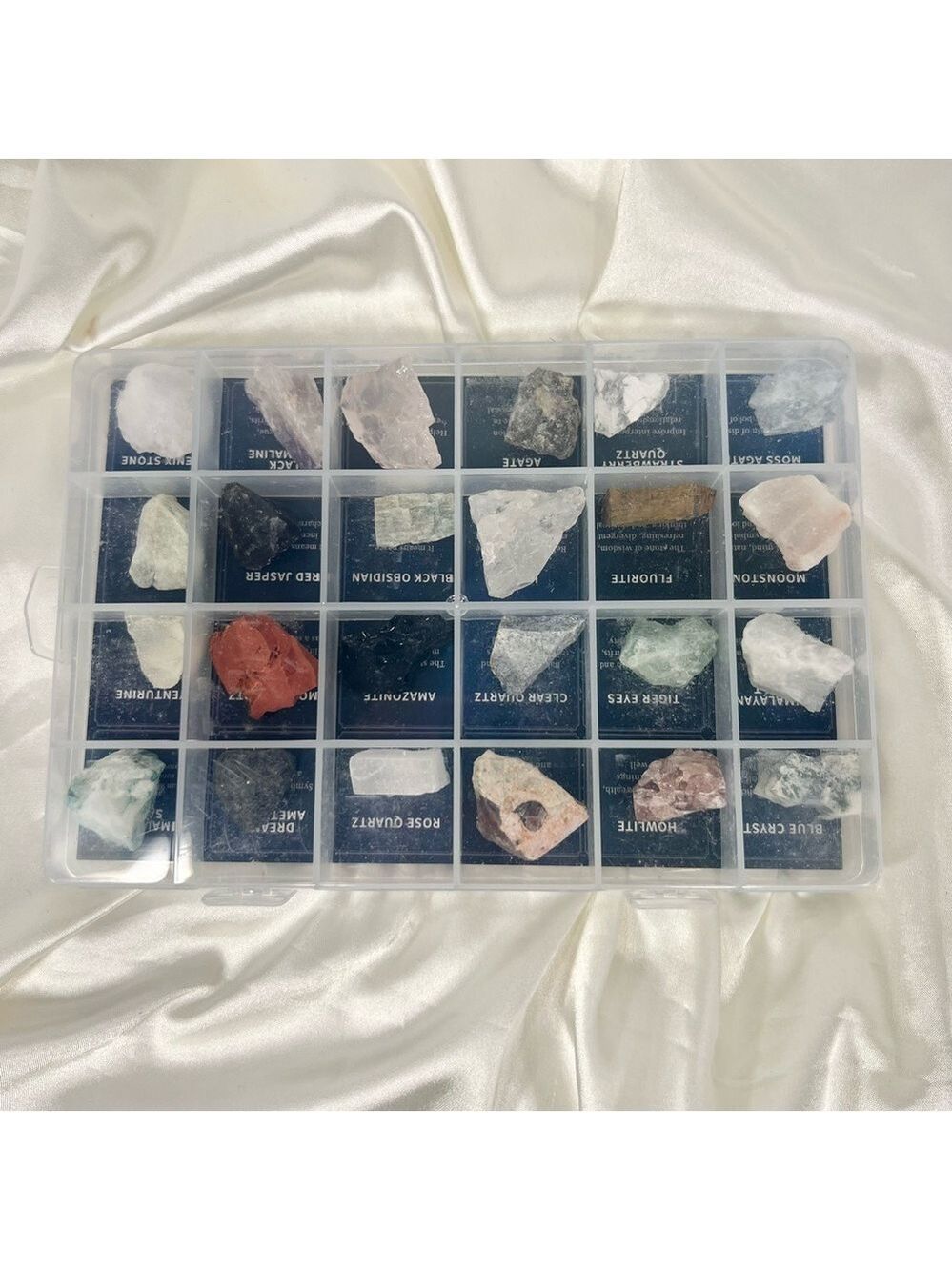 Rough Gemstone Rocks Collection Gift Set Box 24 Piece - Picture 5 of 7